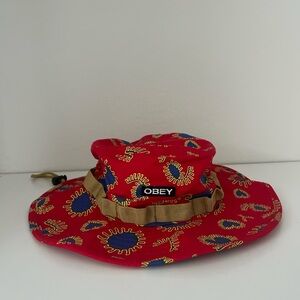 Obey Red and Blue Graphic Bucket Hat